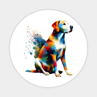 Dynamic Mountain Cur in Vibrant Splash Art Style Magnet